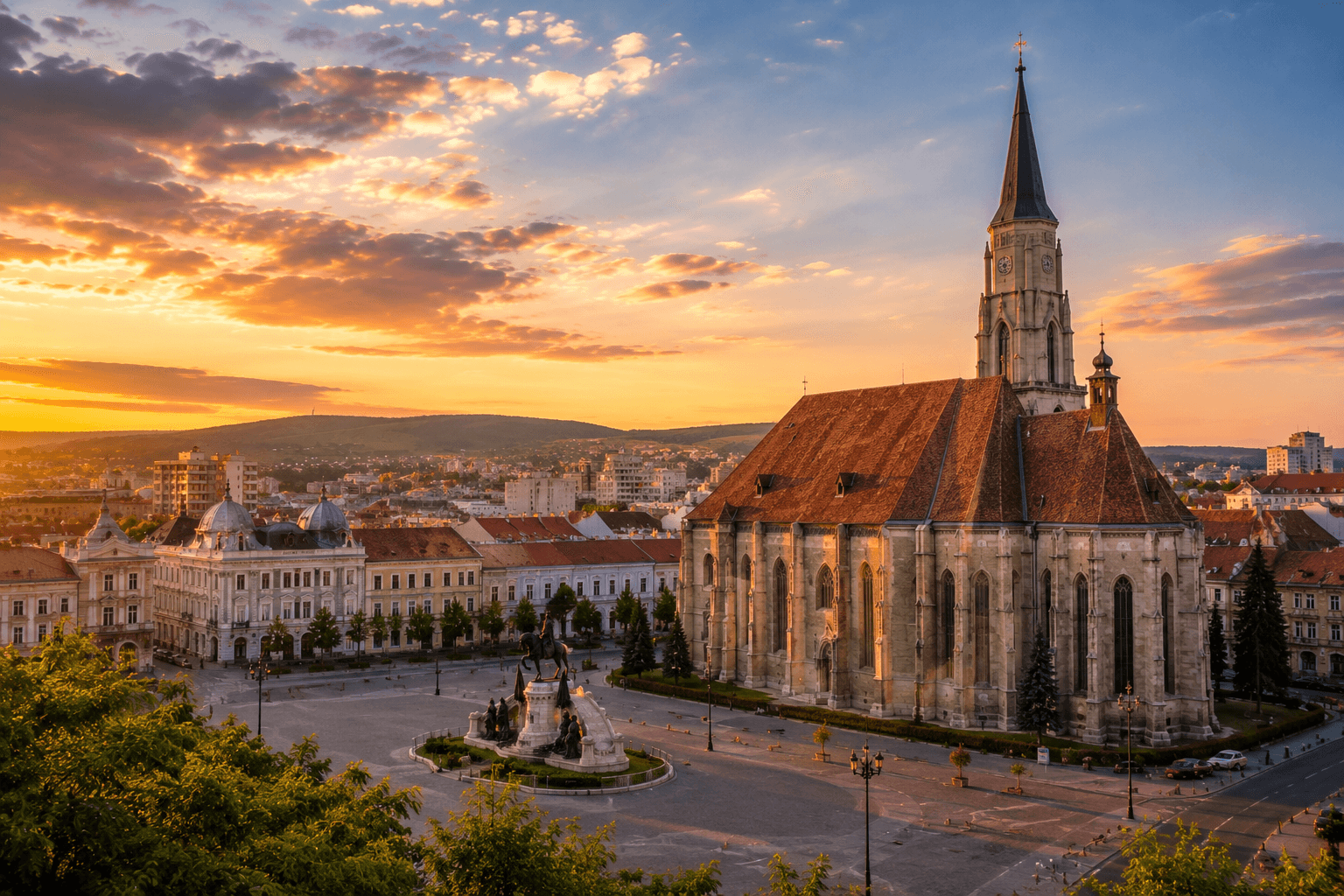 Cluj-Napoca — Piața Unirii și Biserica Sf. Mihail
