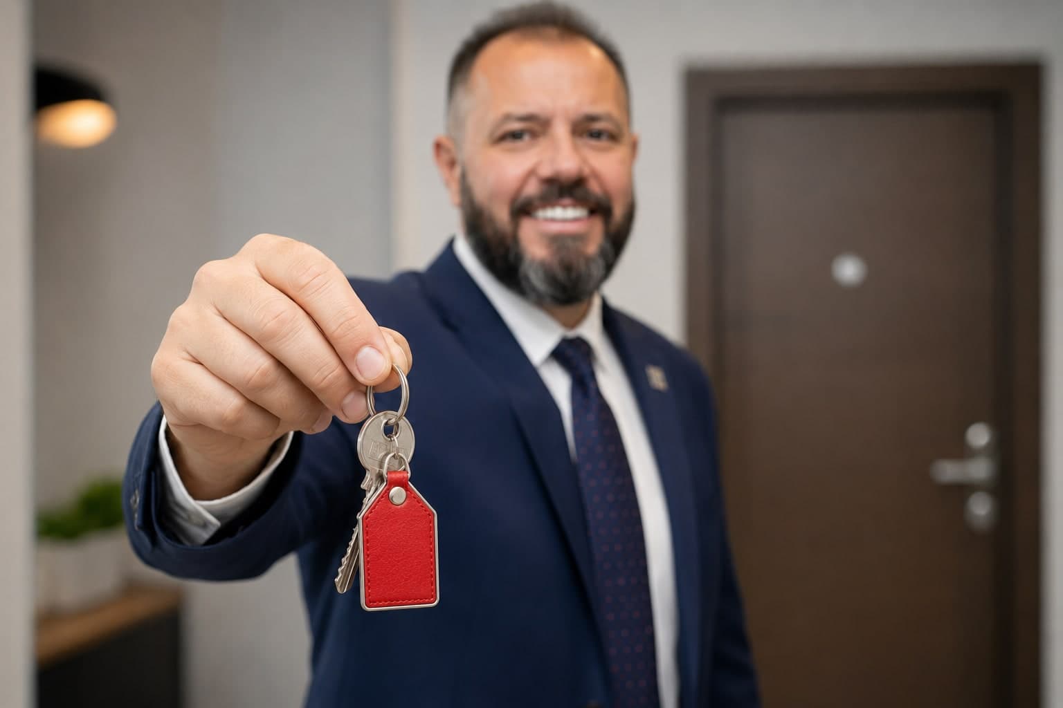 Daniel Dobre întinde cheile unei proprietăți, breloc roșu