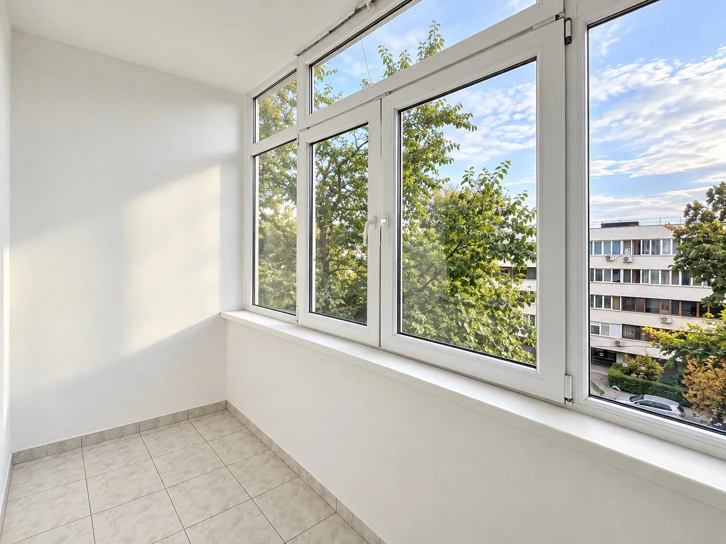 Balcon cu ferestre, vedere la blocuri