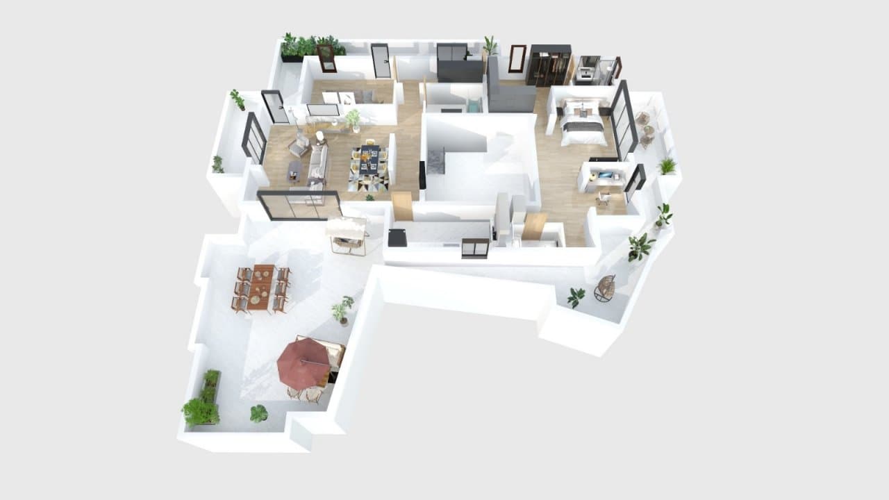 Plan 3D apartament, vedere alternativă