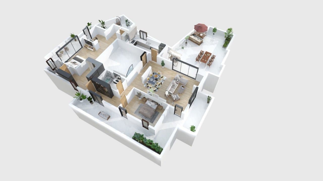 Plan 3D apartament, unghi diferit