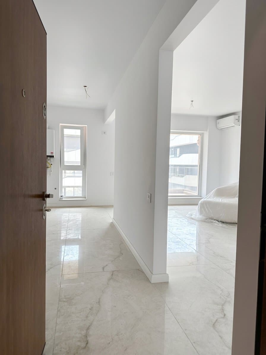 Intrare în apartament cu ușă și hol