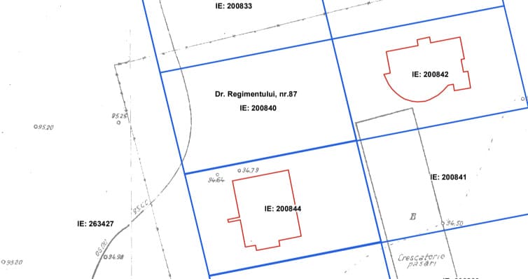 Plan cadastral teren Șișești cu parcelele marcate